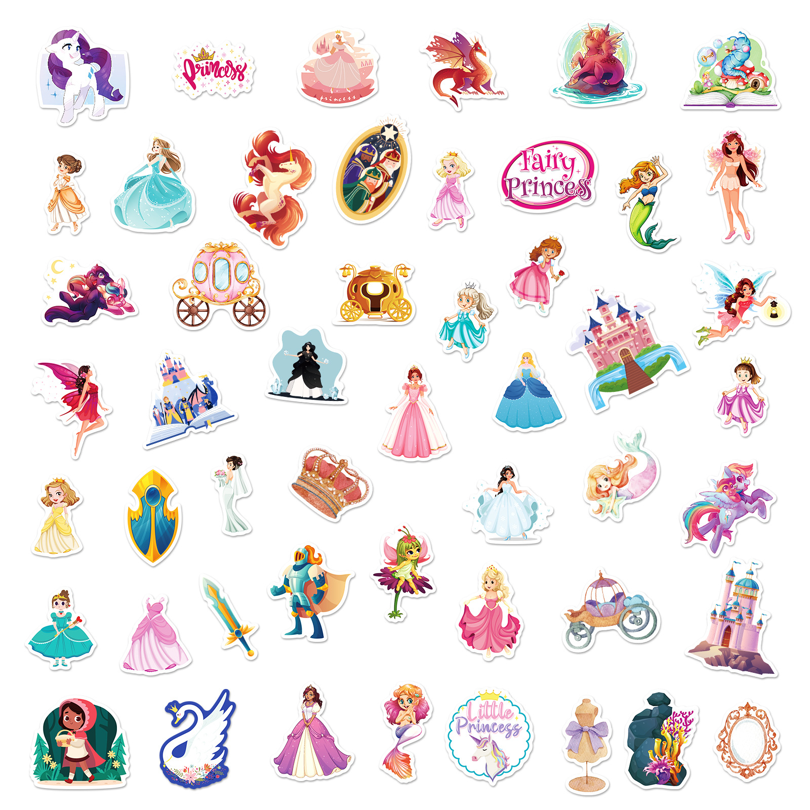 50 stuk sprookje prinses Cartoon stickers voor kinderen en volwassenen Beloningsstickers Journal Laptop Telefoon Stickers